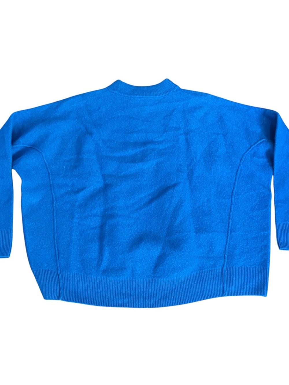 COS Oversized Boiled Wool Sweater L Cobalt Blue Crewneck Minimalist Seam Detail - Picture 9 of 9